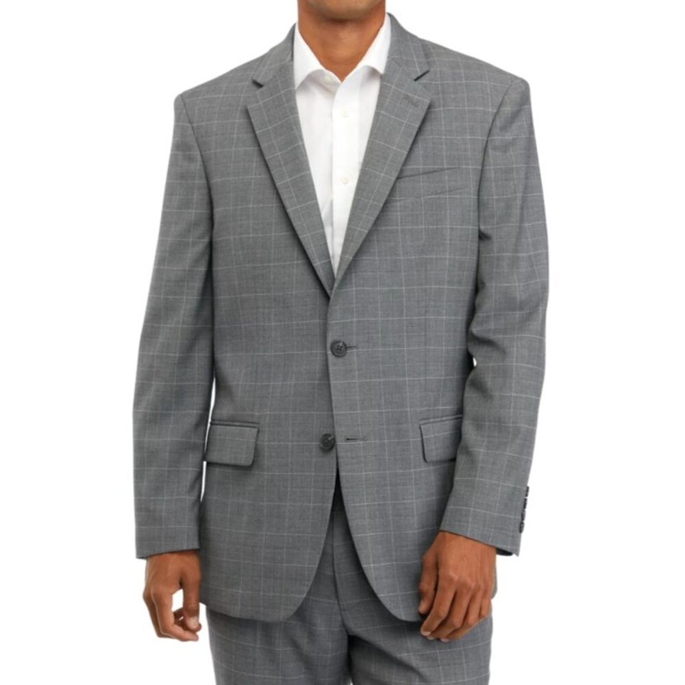 Saddlebred Blazer Sport Coat 44r Gray Windowpane Plaid Classic 2 Button $250